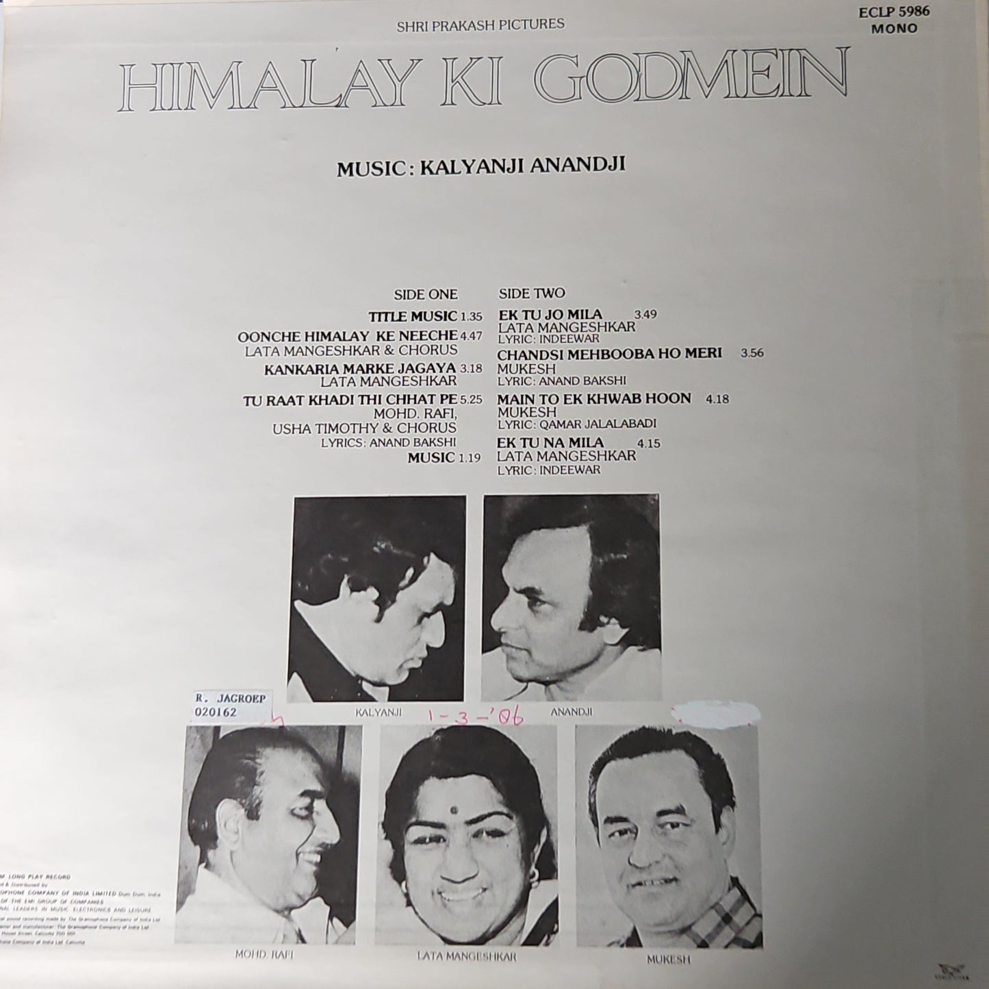 Himalay ki Godmein - Kalyanji Anandji superhit in near mint