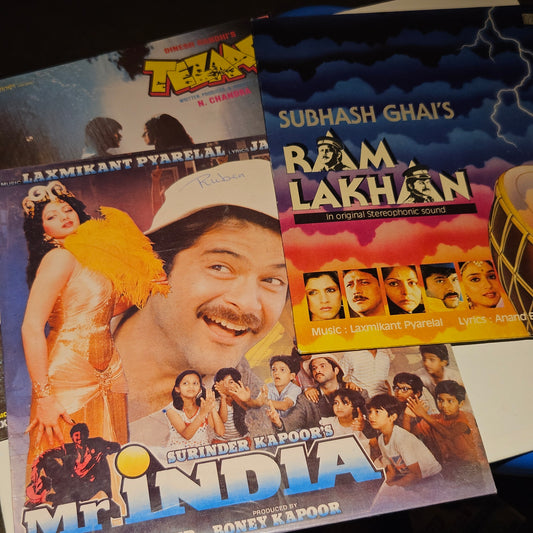 3 lps (80s- 90s hits) Anil Kapoor superhit films 1. Tezaab 2. Ram Lakhan and 3. Mr. India by In near mint condition - original released soundtracks - Music by Laxmikant Pyarelal