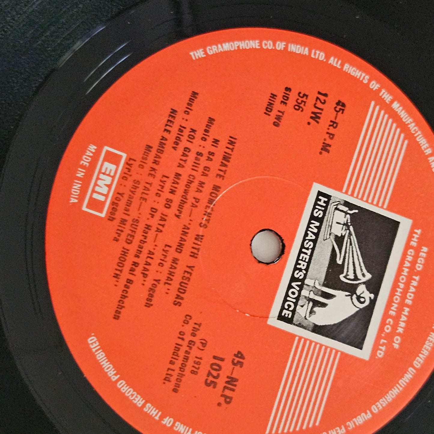 Yesudas - Intimate Moments in near mint condition from original soundtrack 45 rpm LP