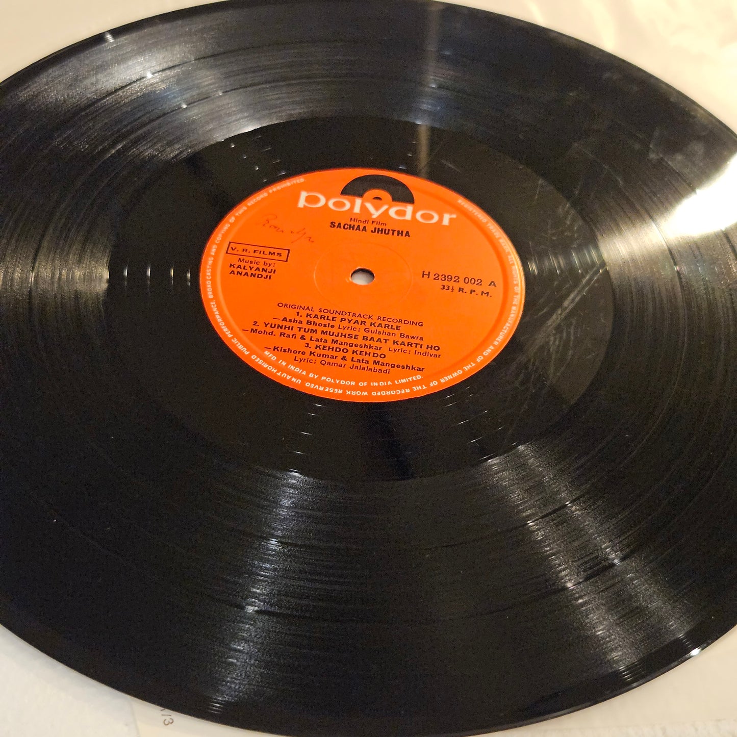 Sachaa Jhutha - Kalyanji Anandji superhit Psych funk in excellent condition from original soundtrack