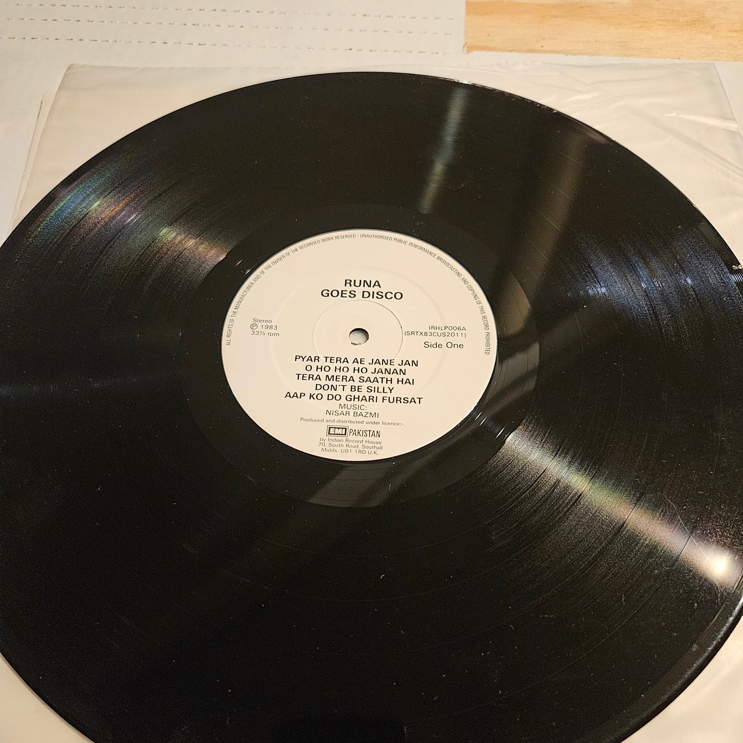 Runa Laila - Runa Goes Disco featuring Shabaz Qalandar near mint Made in Uk IRH LP006