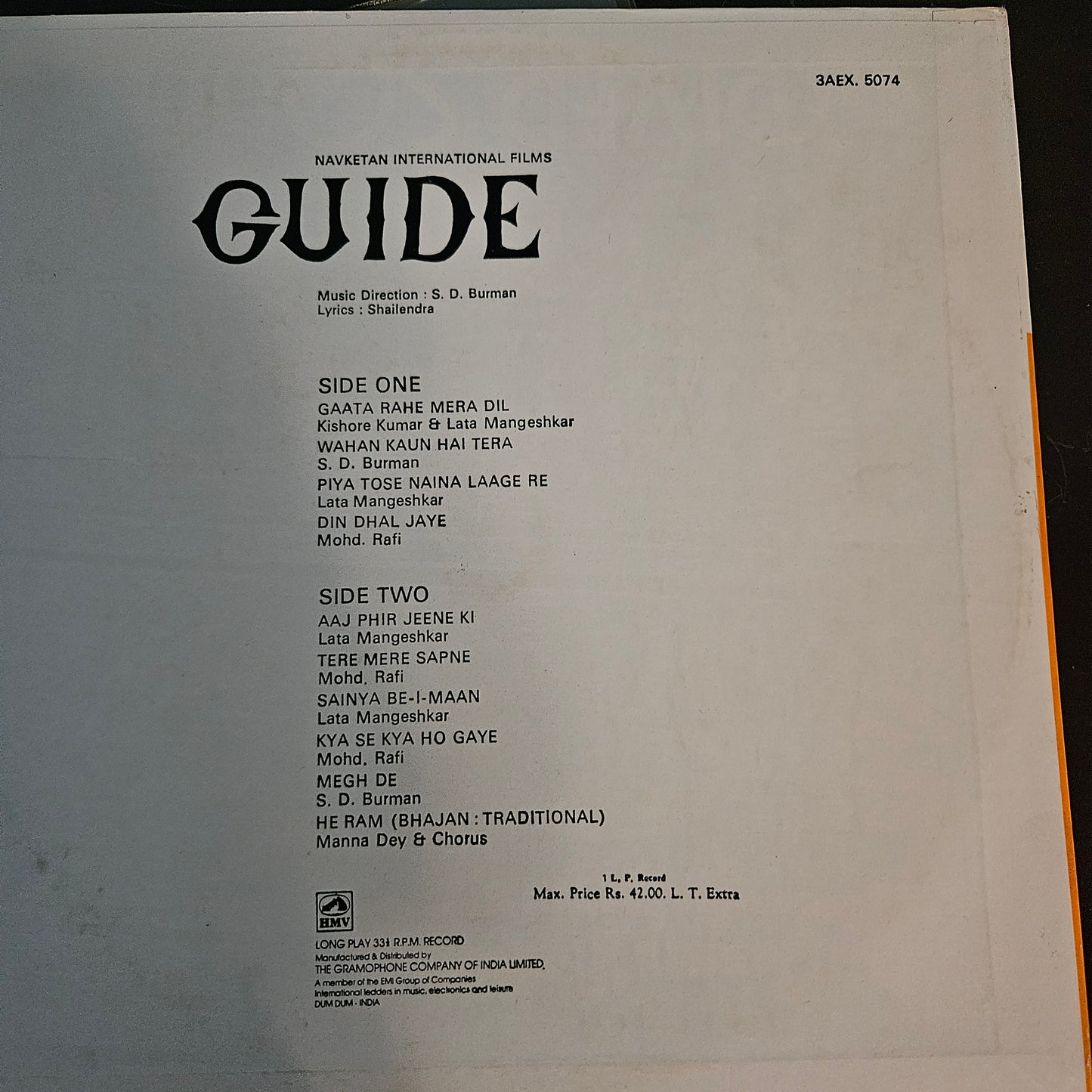 Guide - S D burman and Navketan blockbuster odeon edition - near mint unplayed stock in Pristine