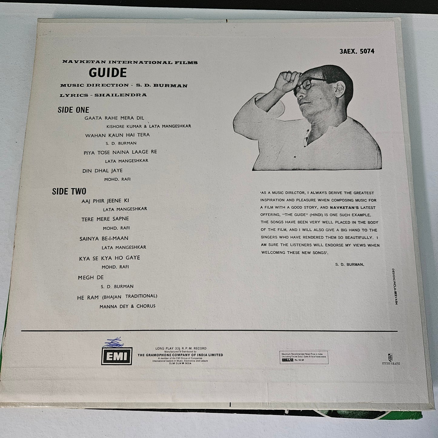 3 LPs package S D Burman blockbuster Sharmilee , Abhimaan and Guide excellent