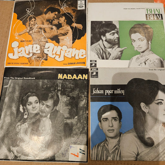 4 great Shankar Jaikishan Eps - Nadaan, Jahan Pyar Miley, Bhai Bhai, Jane Anjane - in excellent