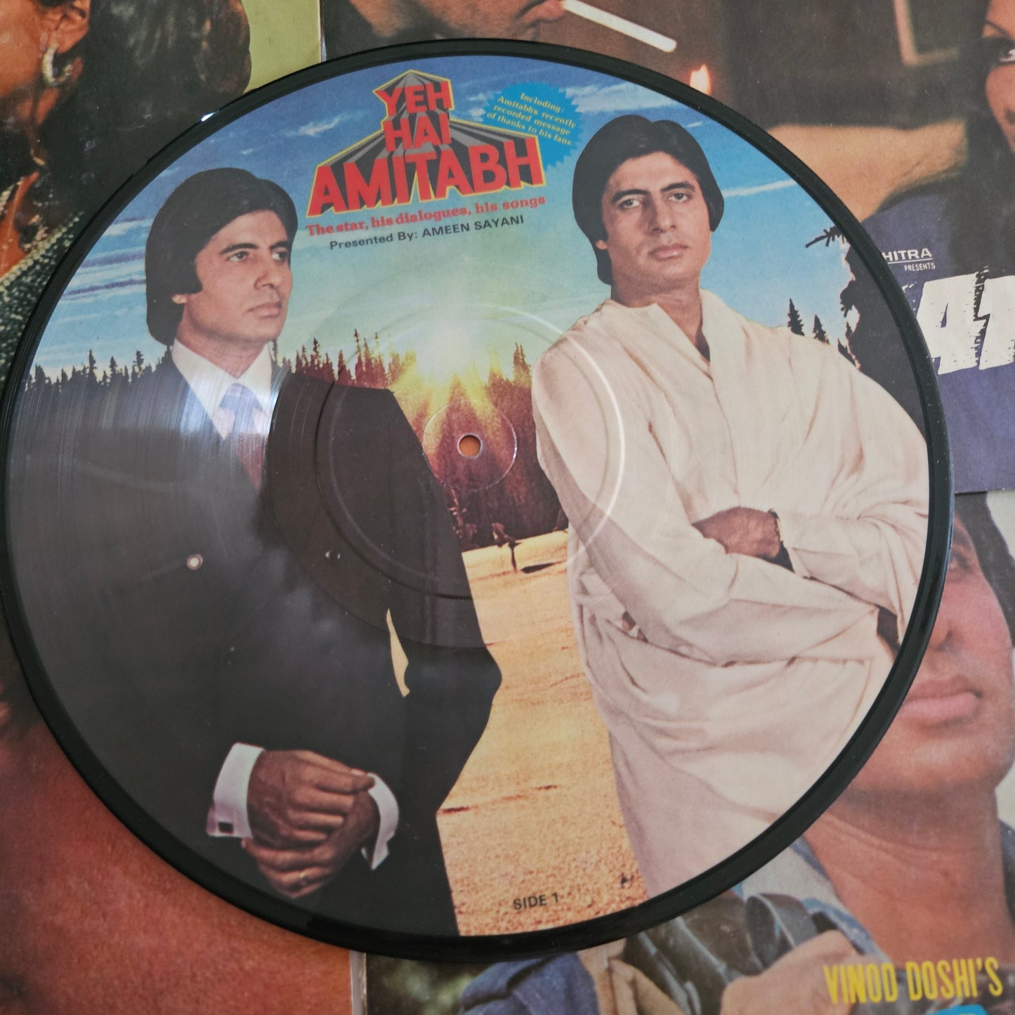 5 Amitabh superhit Albums Faraar, Khoon Pasina + Adalat + Nastik Music Kalyanji Anadji - LPs in Excellent condition plus Amitabh Picture Disc for Amitabh fans