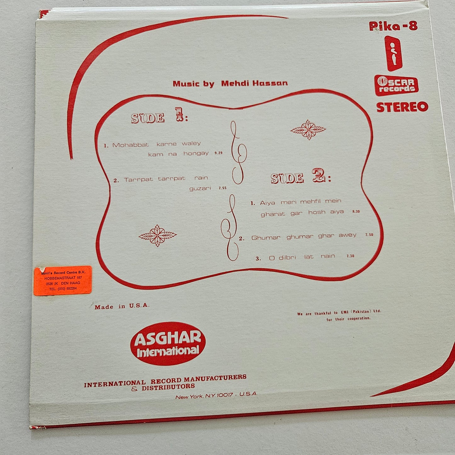 Mehdi Hassan - Mehdi Hassan Pika-8 in Near Mint - Recorded in New York