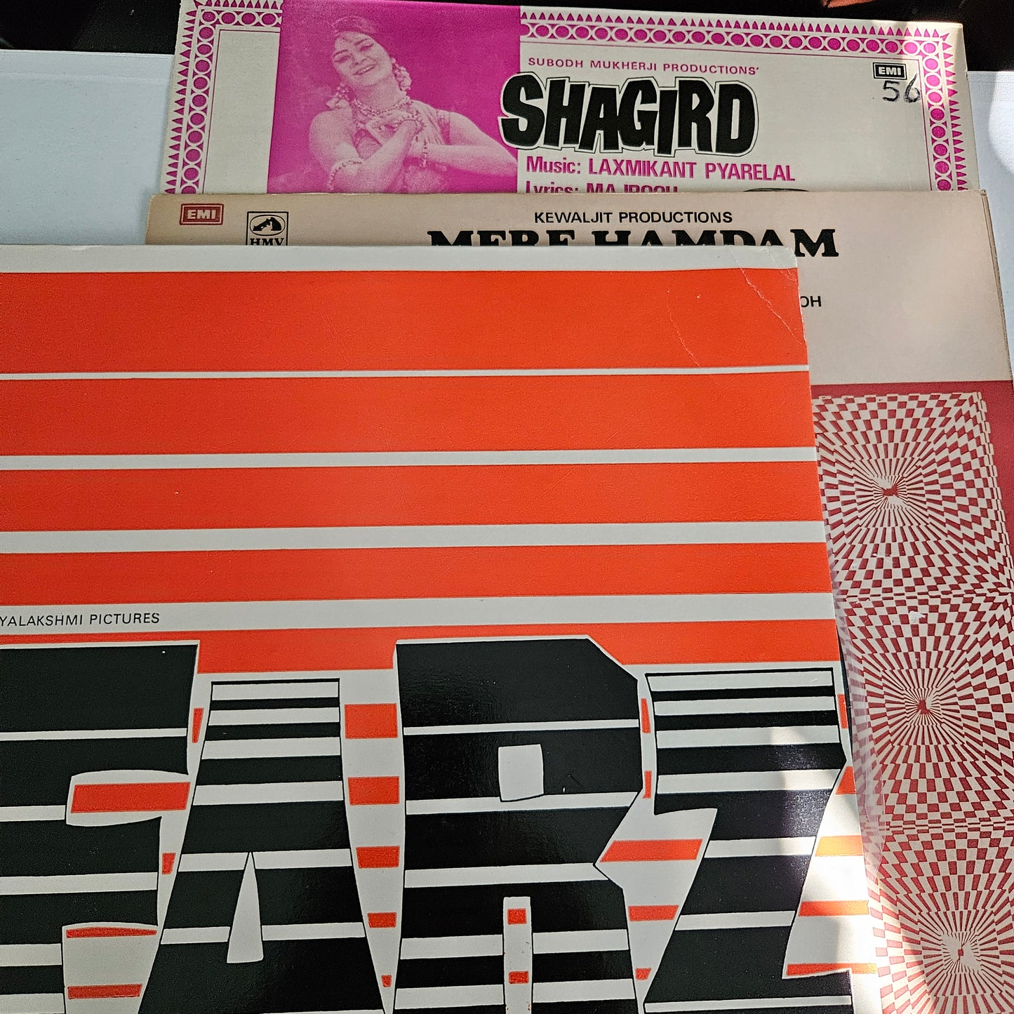 3 lps Laxmikant Pyarelal Superhit collection Farz, Mere Hamdam Mere Dost and Shagird in Excellent