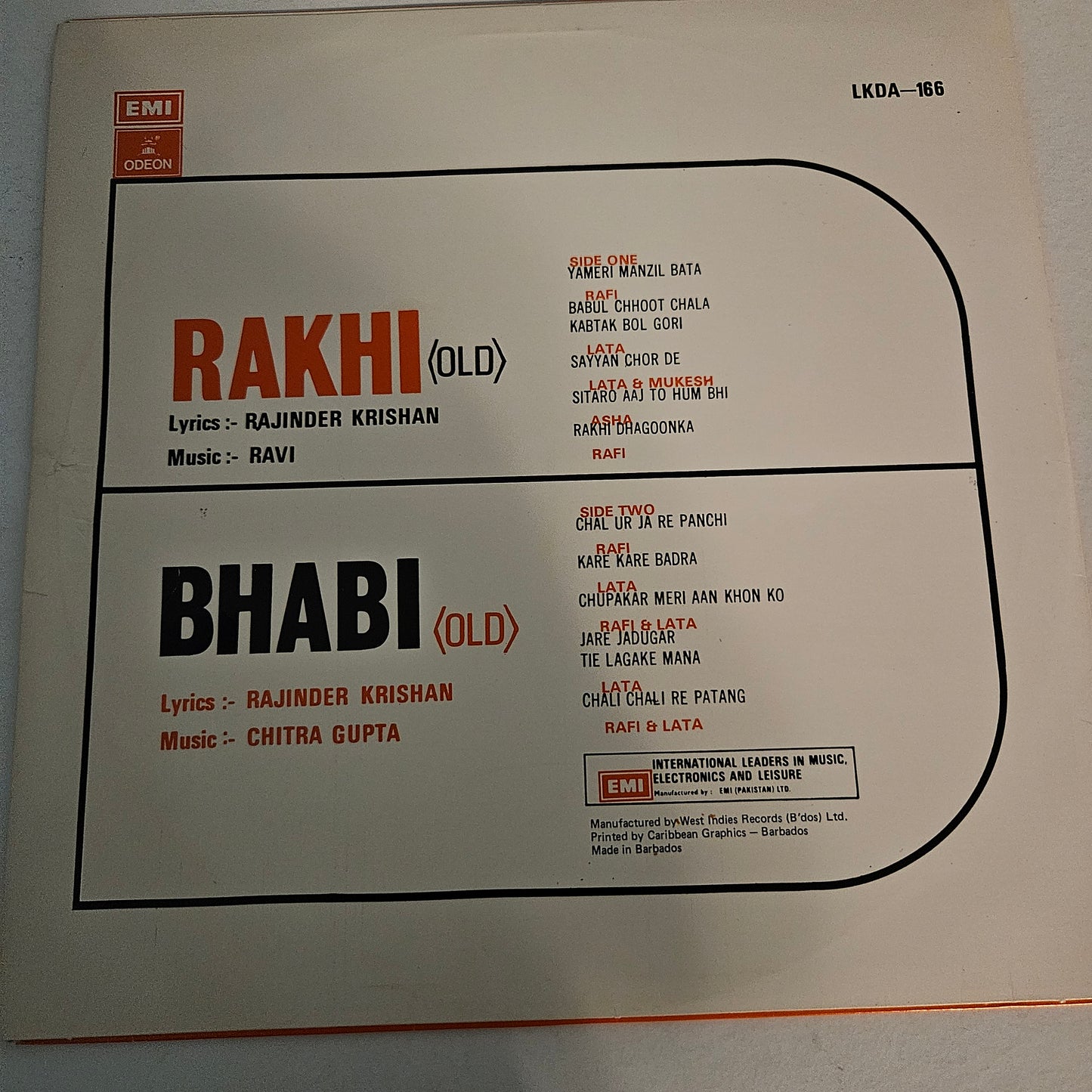Rajinder Krishan, Ravi / Chitra Gupta* – Rakhi (Old) / Bhabi (Old) in near mint