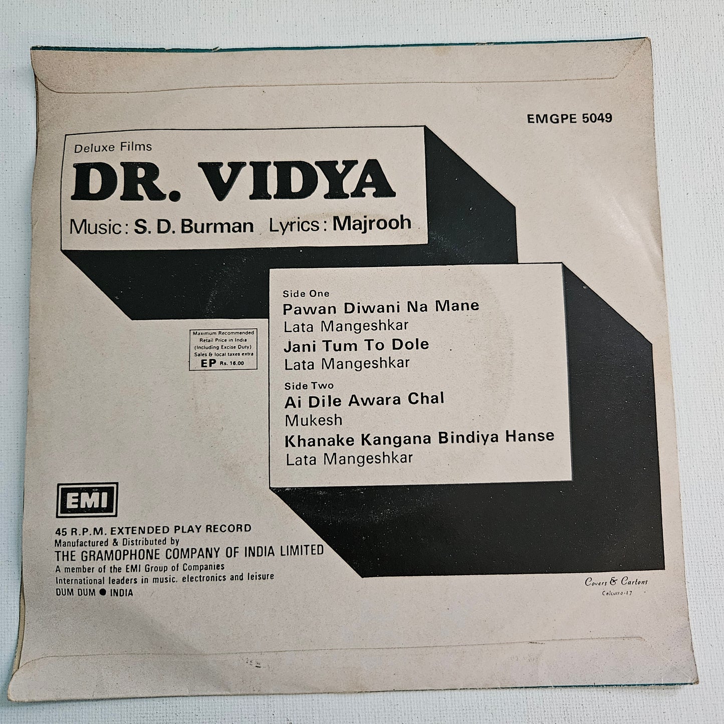Dr Vidya - S D Burman classic superhit in Near mint EP