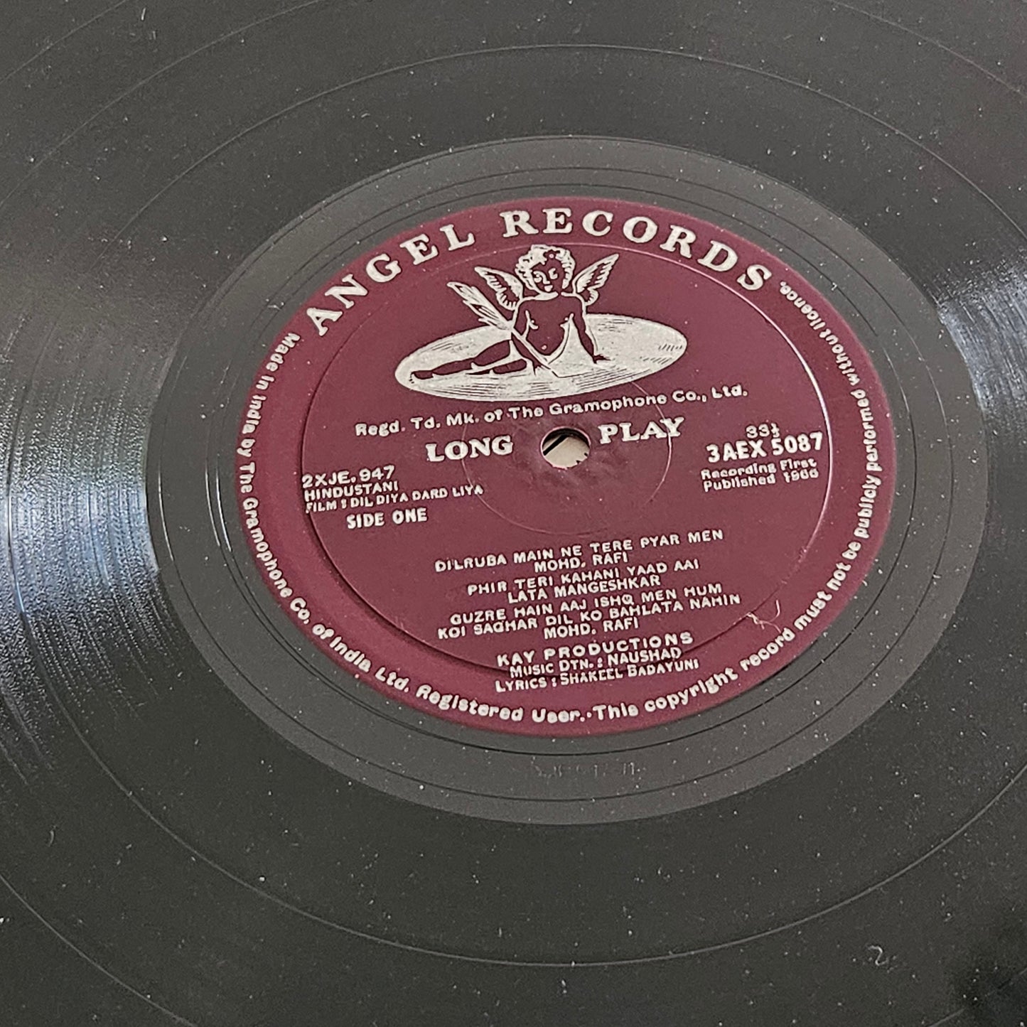 Dil Diya Dard Liya - Naushad Bollywood classic - 1st Angel Pressing in excellent
