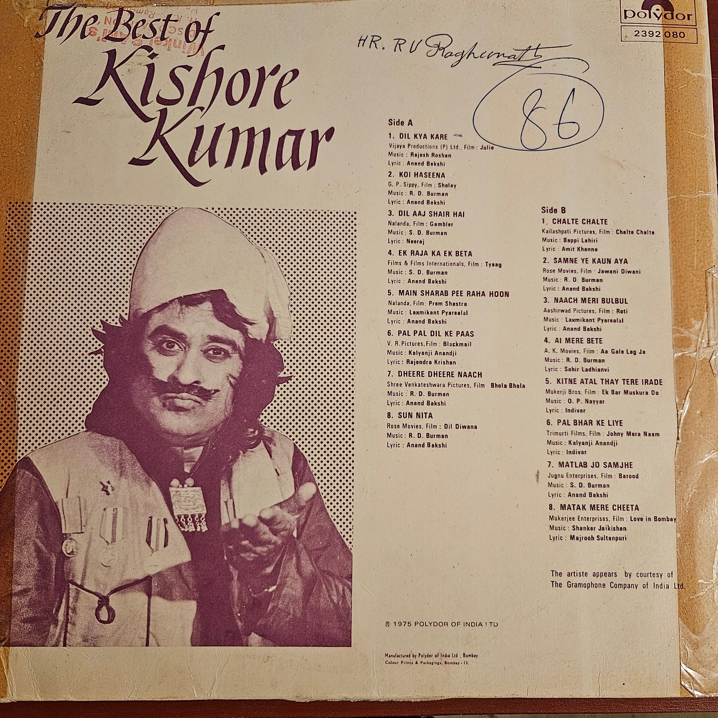 Kishore Kumar - The best of Kishore vol 1 Rare collection in VG