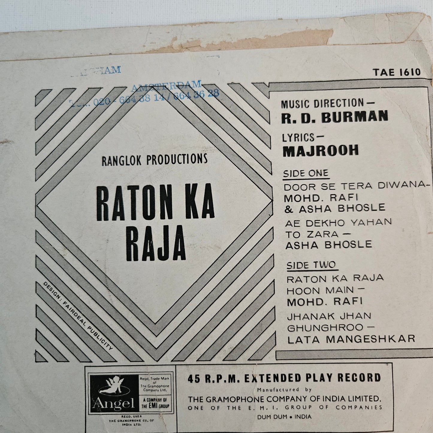 3 R D Burman superhit EPs in excellent to near MINT Chhalia, Buddha Mil Gaya, Raton ka Raja