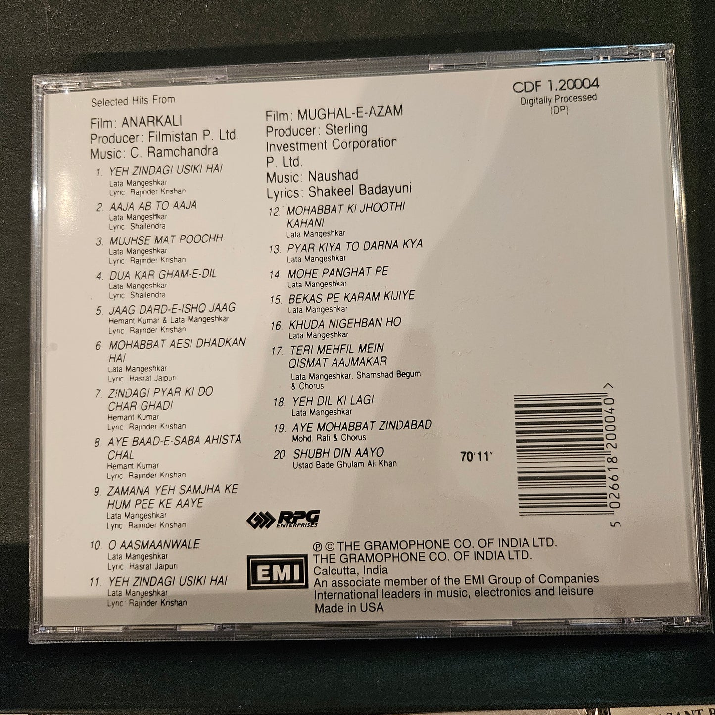 Anarkali Mughale azam CDF 120004- Audio CD - Made in UK sealed