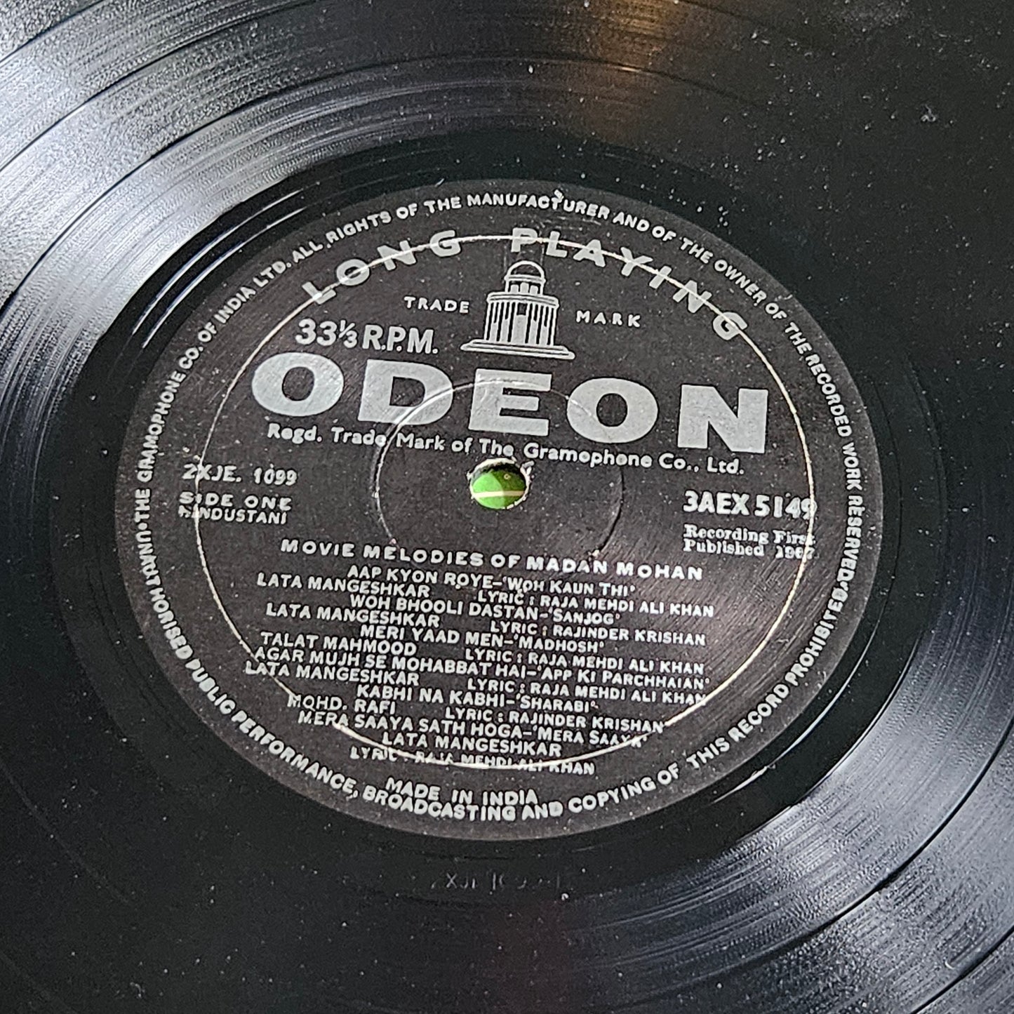 Madan Mohan - Movie melodies of Madan Mohan" 1st Odeon Ring in near mint