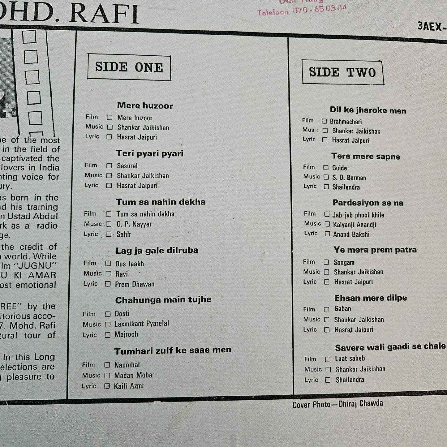 4 Lps package Mohd Rafi Best albums in excellent to near mint