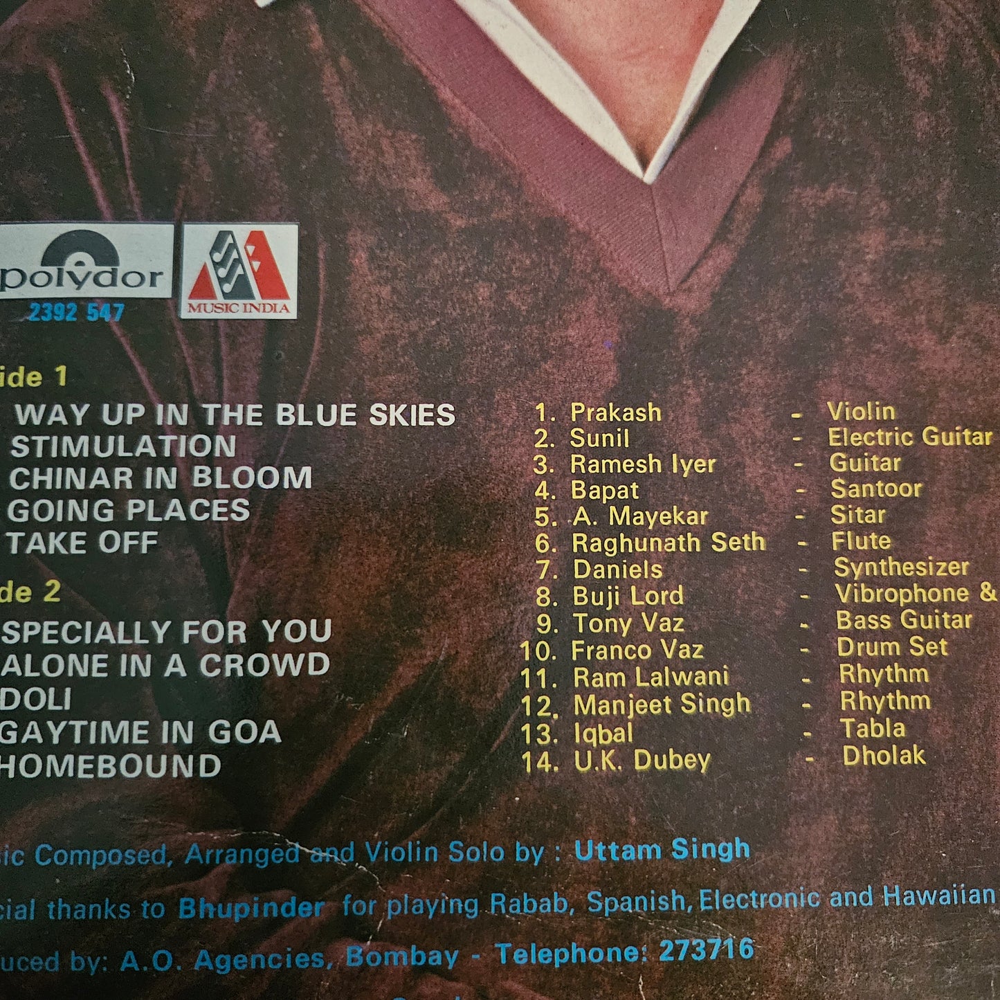Bhupinder* & Uttam Singh – Homebound Instrumental Rare in excellent