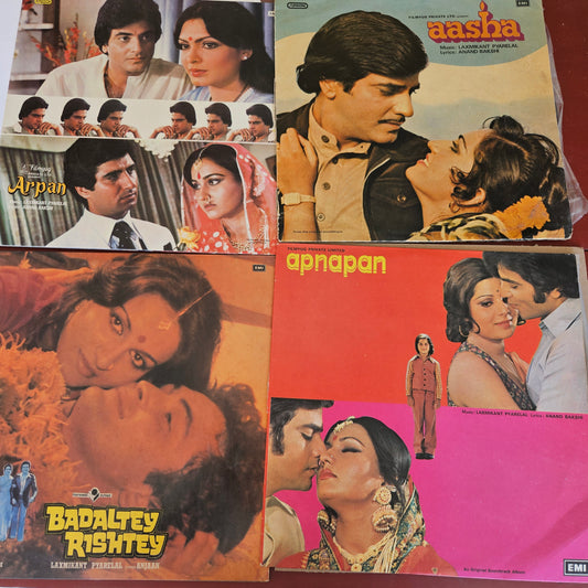 4 Lps supethit Laxmikant pyarelal 1.Apnapan Gatefold 2.Aasha gatefold, 3.Arpan and 4.Badaltey Rishtey in excellent  to near mint