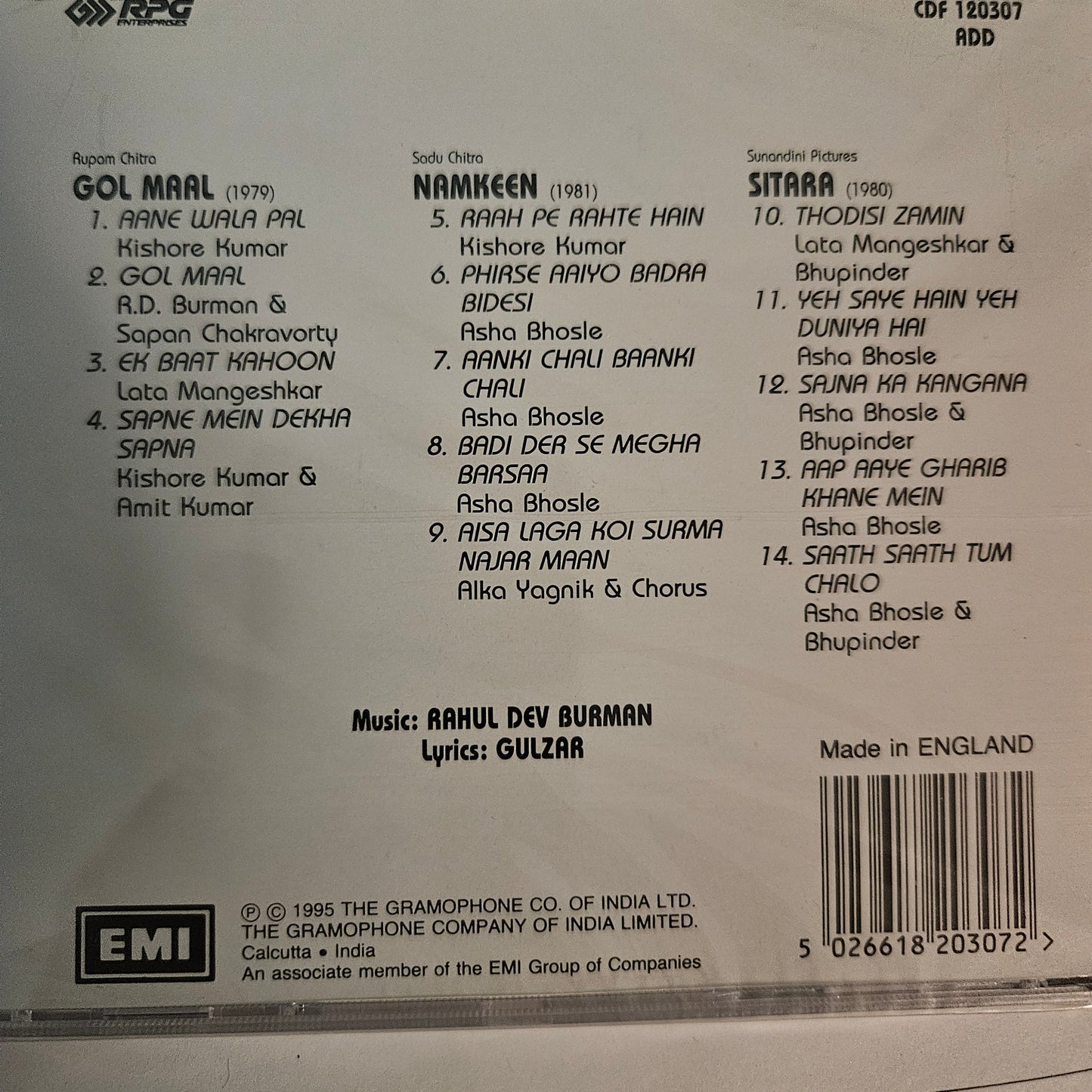Rahul Dev Burman*, Gulzar – Gol Maal / Namkeen / Sitara Audio CD Sealed