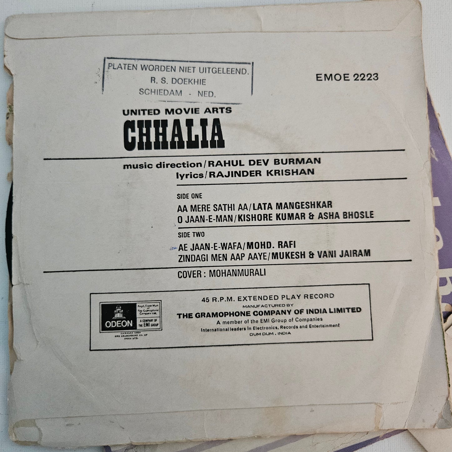 3 R D Burman superhit EPs in excellent to near MINT Chhalia, Buddha Mil Gaya, Raton ka Raja
