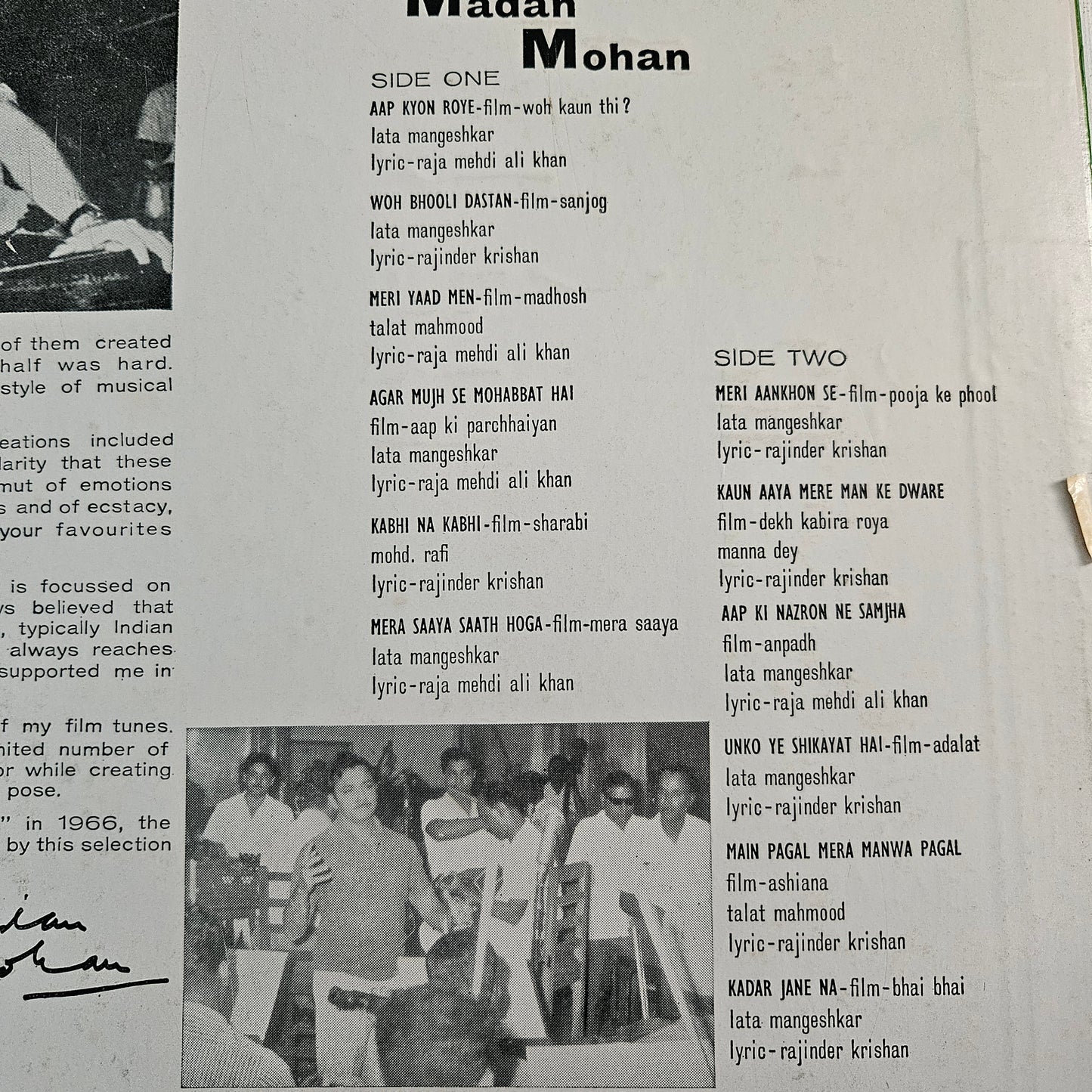 Madan Mohan - Movie melodies of madan Mohan" Near Mint