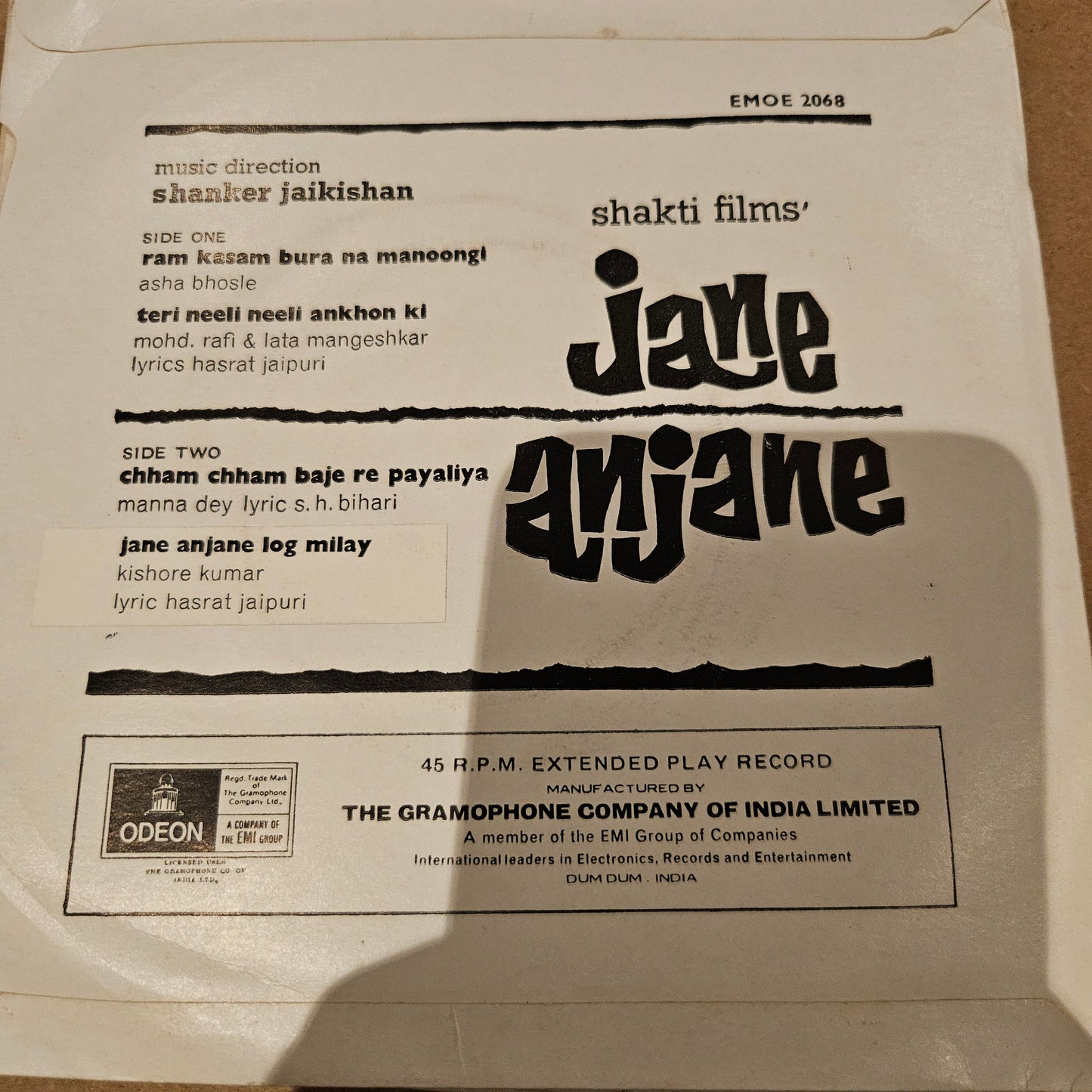4 great Shankar Jaikishan Eps - Nadaan, Jahan Pyar Miley, Bhai Bhai, Jane Anjane - in excellent