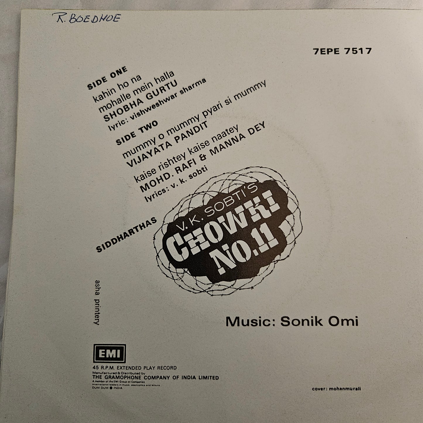 Chowki No. 11 - Music by Sonik Omi Rare Ep in excellent condition