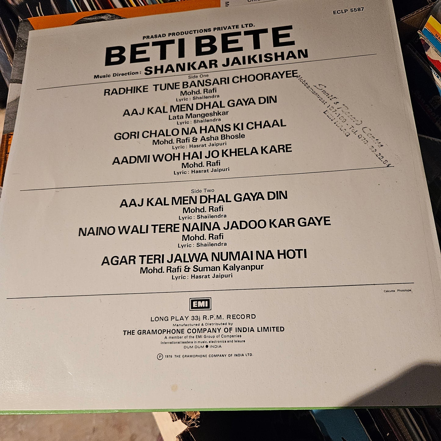 Beti Bete - Music by Shankar Jaikishan in near mint Pristine