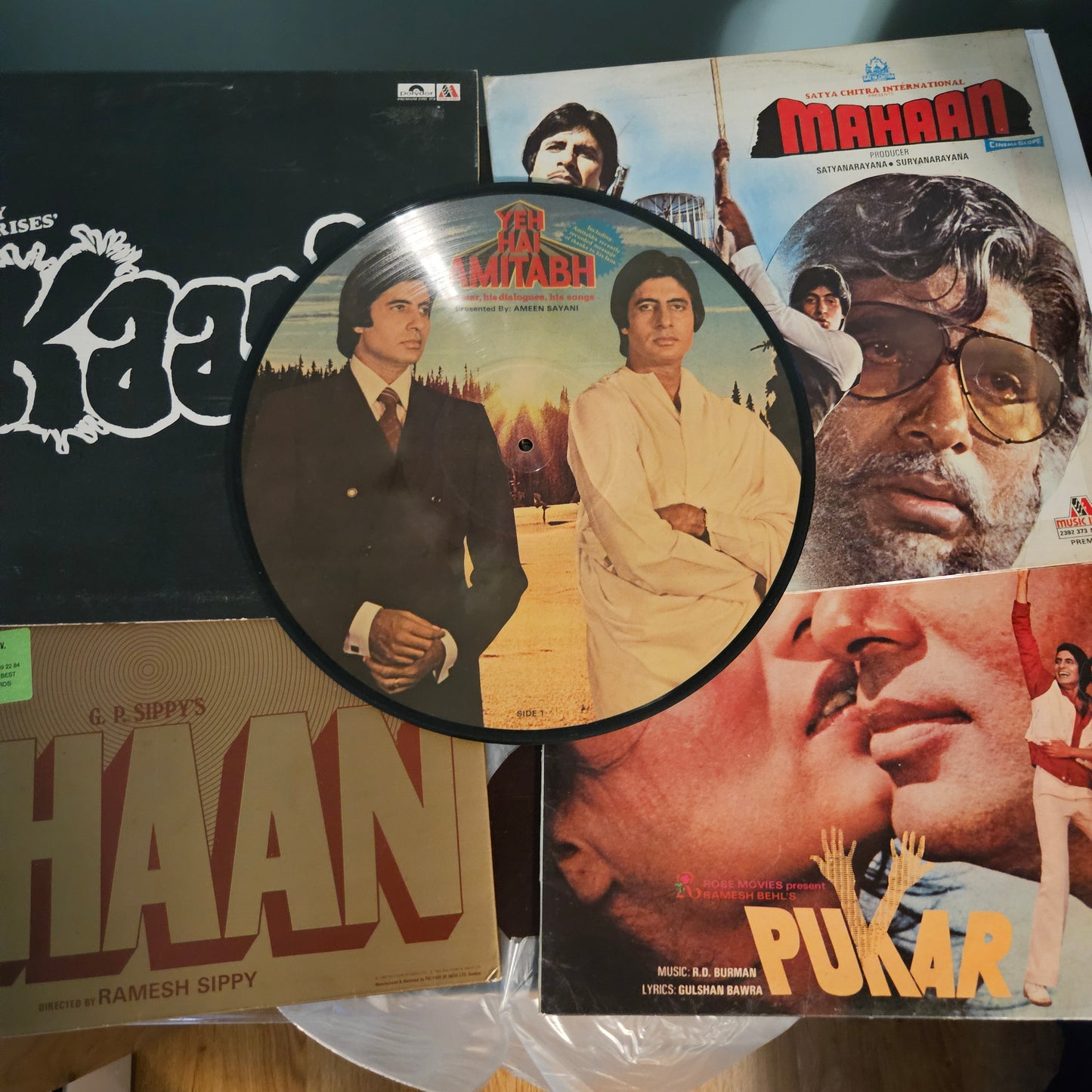 5 Superhit LPs package including Amitabh Picture Disc and 1.Shaan 2.Mahaan 3. Pukar and 4.Kaalia Amitabh and R D Burman and in VG++ to excellent
