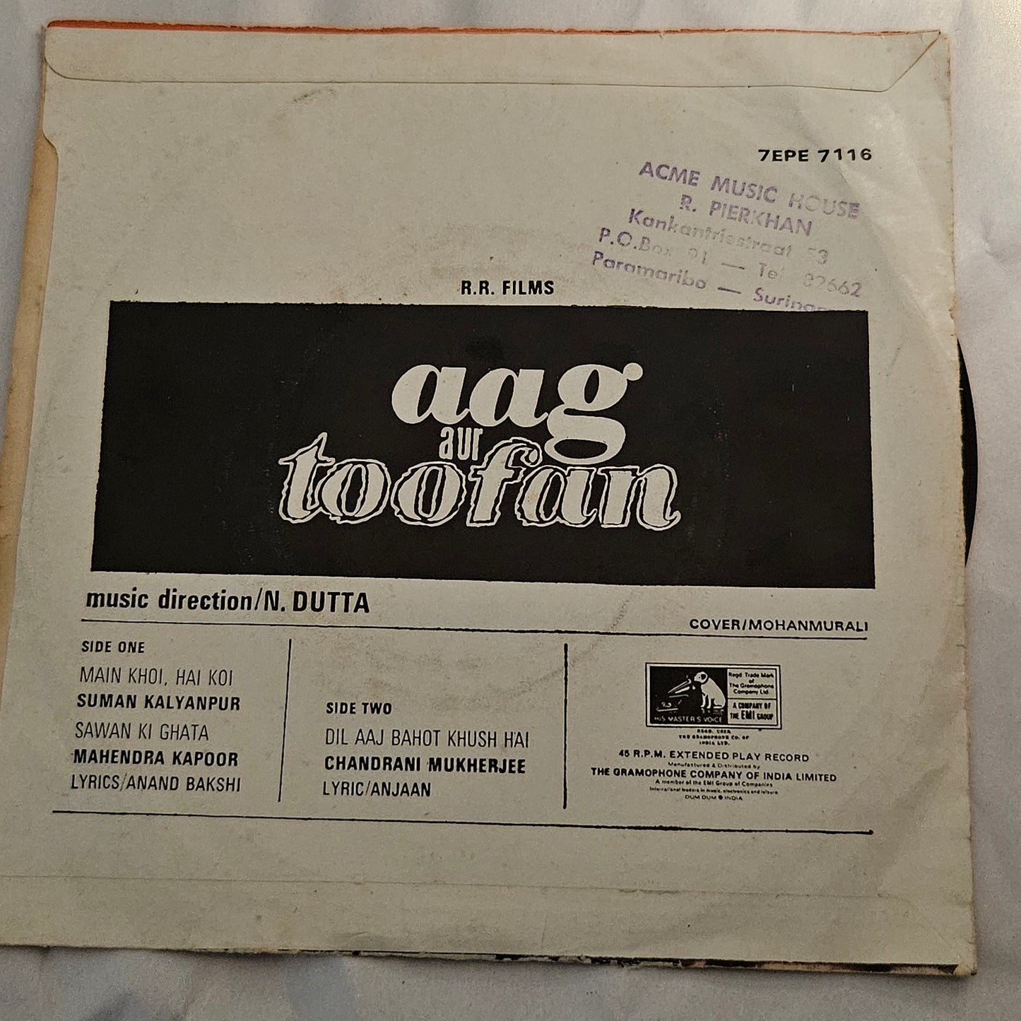 Aag Aur Toofan - music by N Dutta Rare Ep in excellent condition