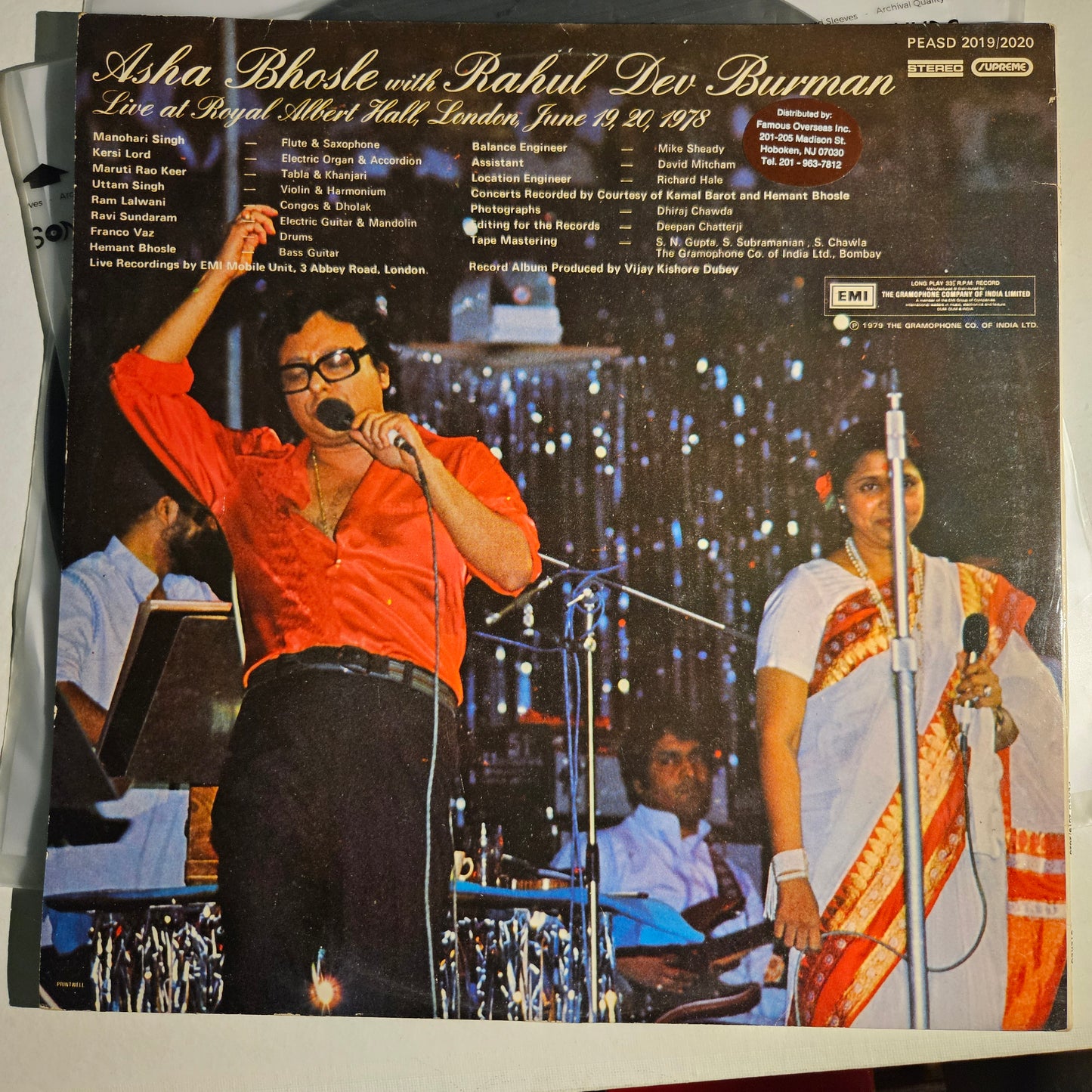 R D Burman & Asha Bhsole Live at Royal Albert Hall 2 LP set near mint Pristine
