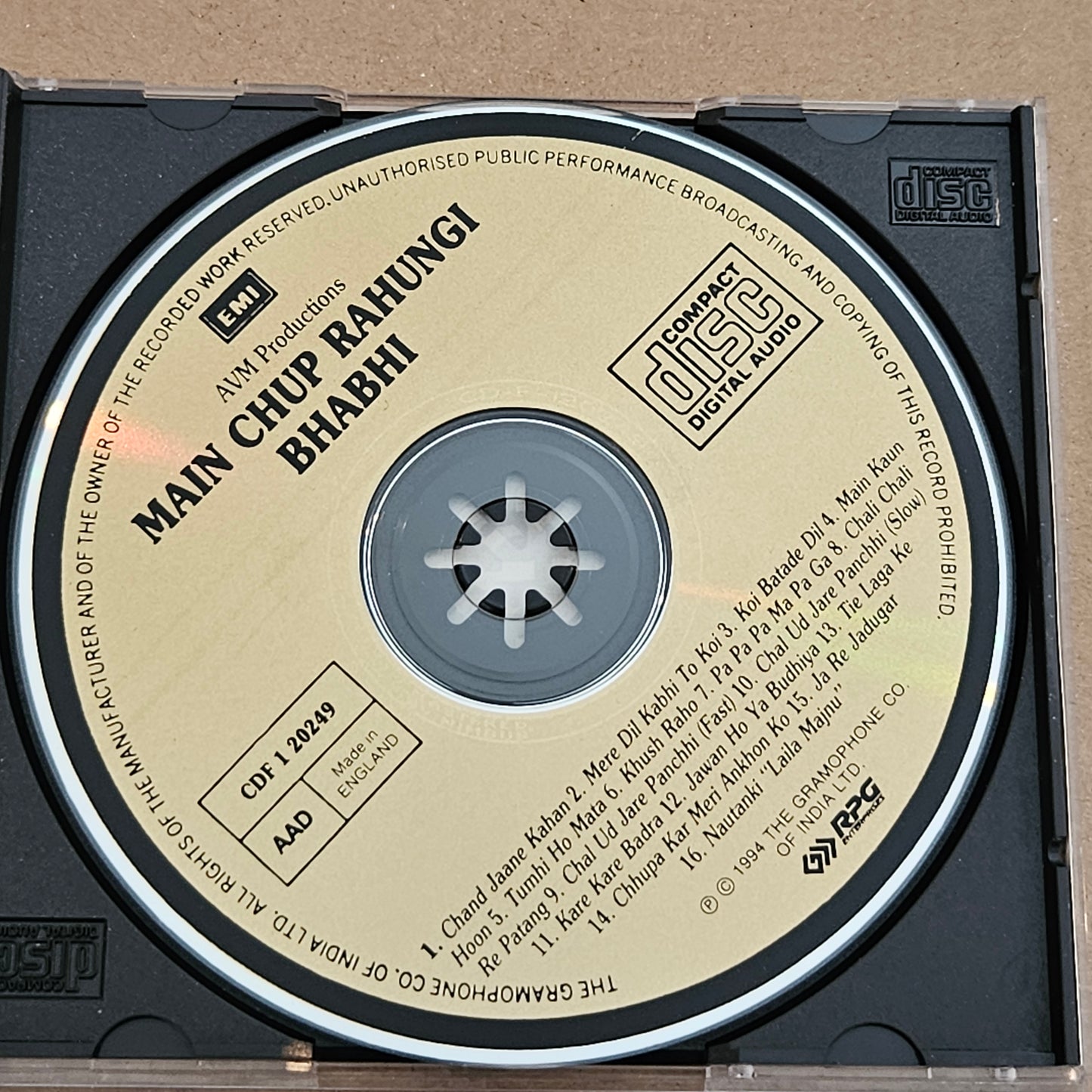 Chitragupta, Rajinder Krishan – Main Chup Rahungi and Bhabhi- Audio CD 1st edition made in UK Near mint