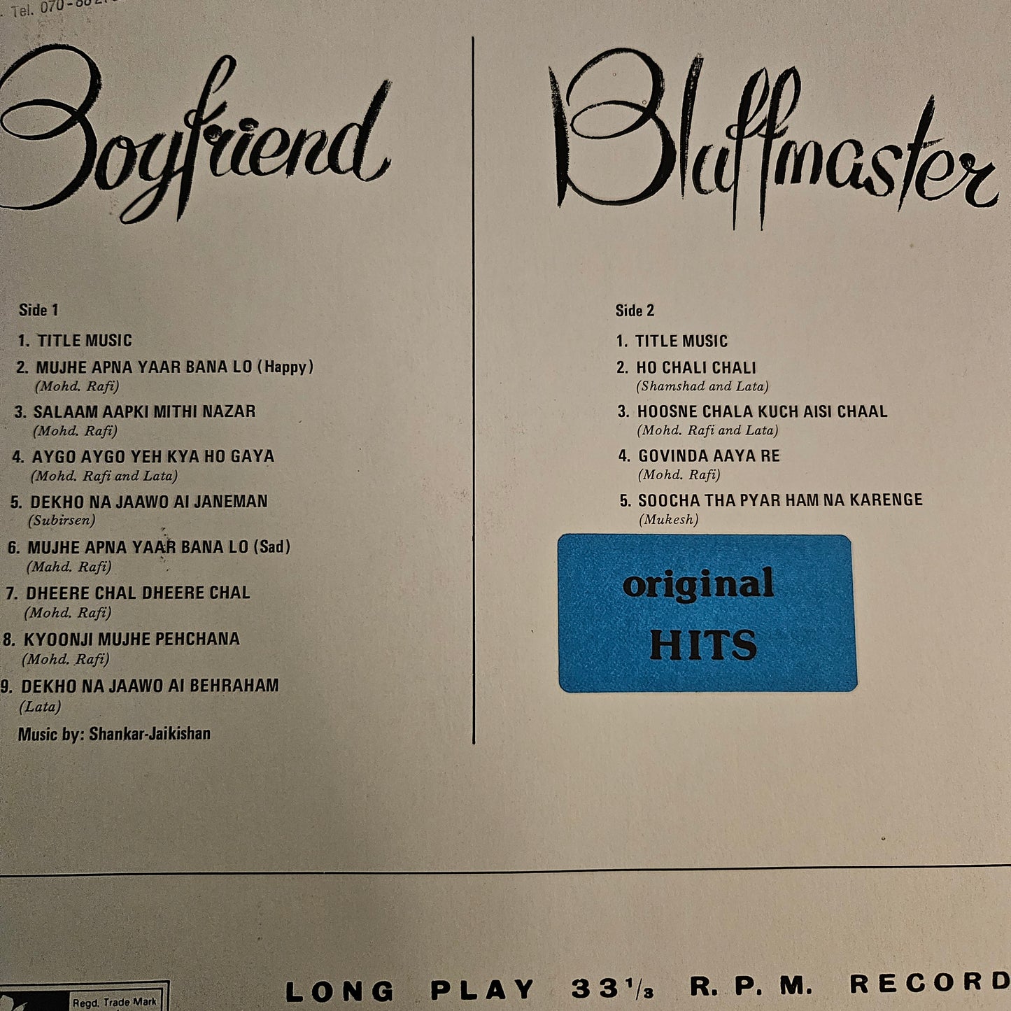 Shankar-Jaikishan / Kalyanji-Anandji – Boyfriend / Bluff Master 2 LPs in Excellent