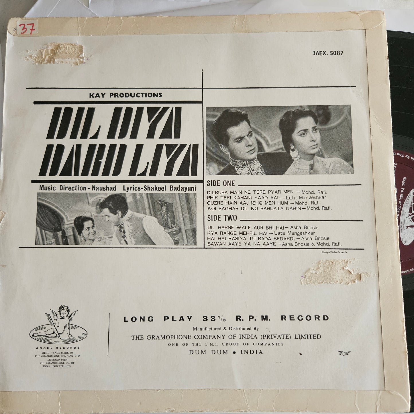 Dil Diya Dard Liya - Naushad Bollywood classic - 1st Angel Pressing in excellent