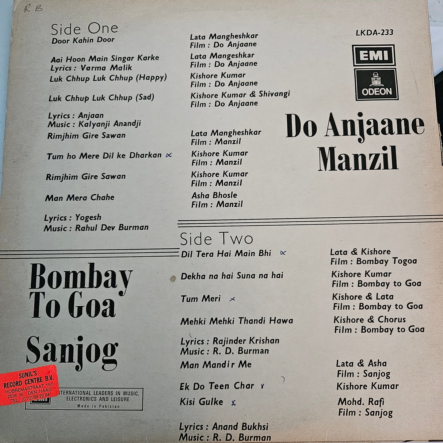 Manzil + Bombay to Goa + Sanjog + Do Anjaane 4 on 1 R D Burman and Amitabh rare in excellent