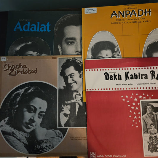 4 Superhit LPs package Madan Mohan  Adalat, Anpadh, Dekh Kabira Roya amd Chacha Zindabad and in excellent condition