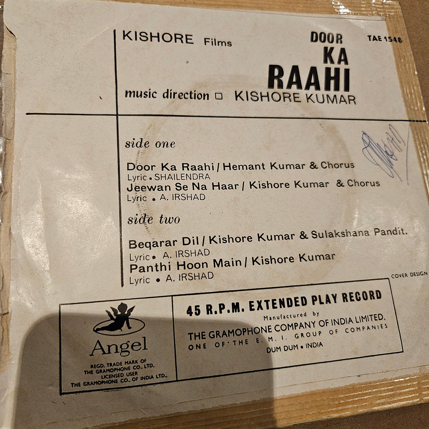 Door Ka Rahi - Rare Kishore Kumar album angel EP in excellent