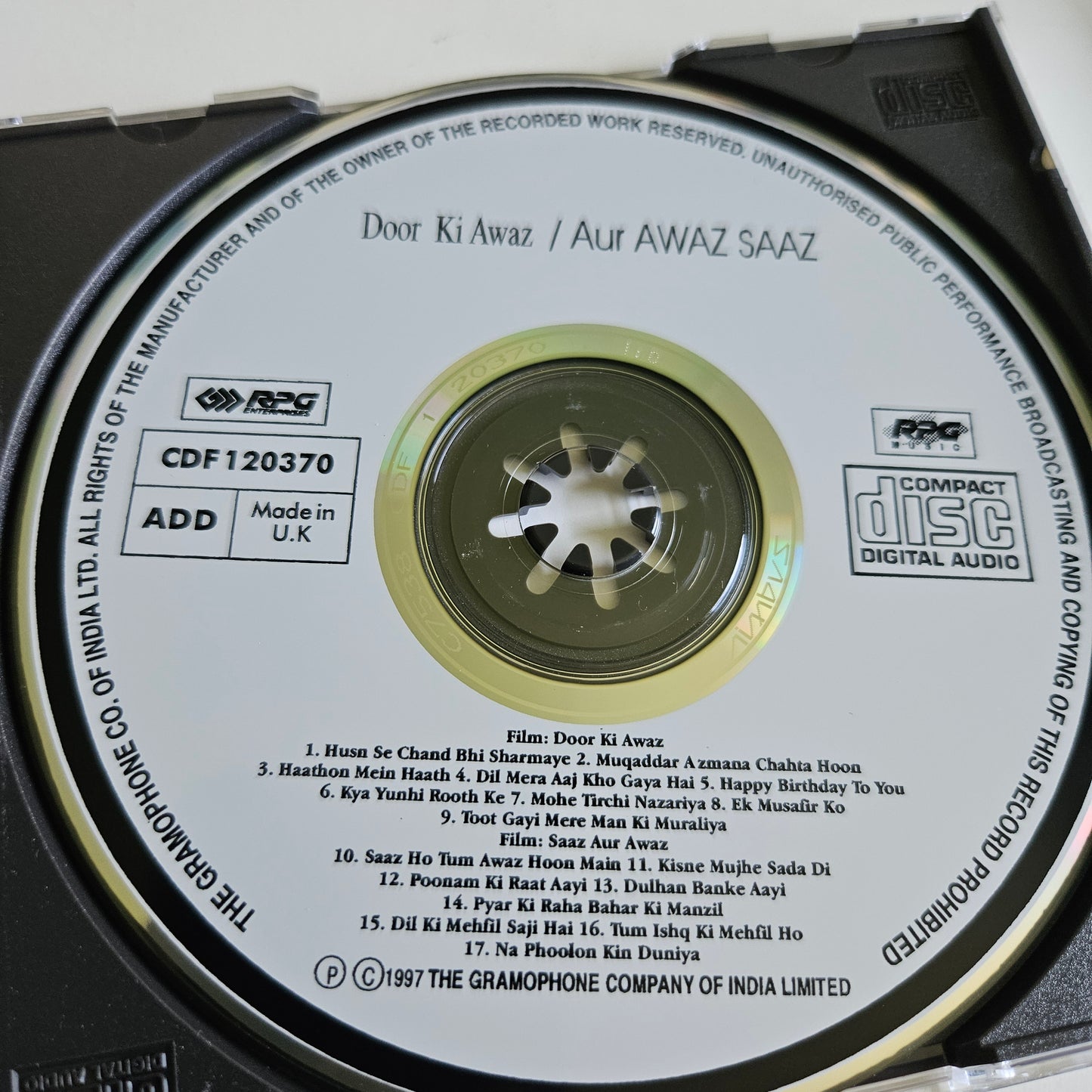 Door ki Awaz and Saaz Aur Awaz Music By Naushad Audio CD 1st edition made in UK Near mint
