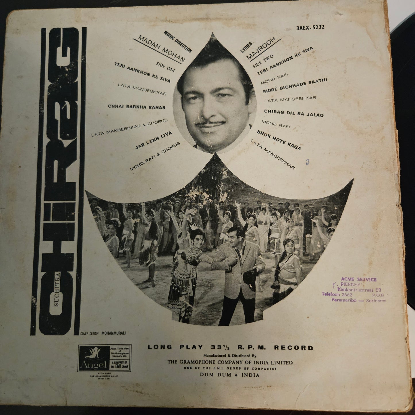 Chirag - Music by Madan Mohan 1st Angel in VG+ condition