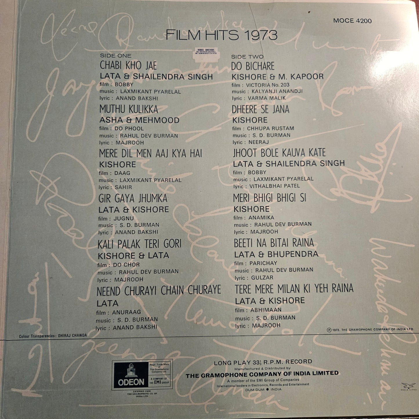 Film Hits 1973 in VG+ condition Odeon
