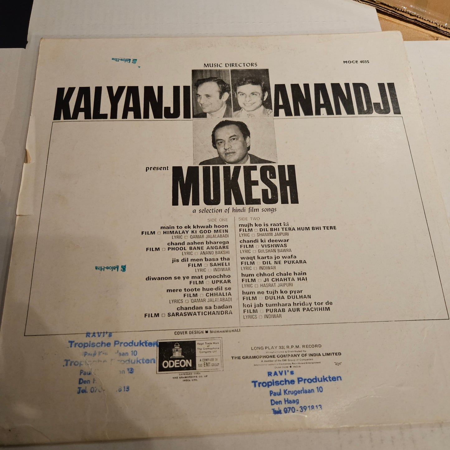 Kalyanji Anandji present MUKESH - superb in excellent