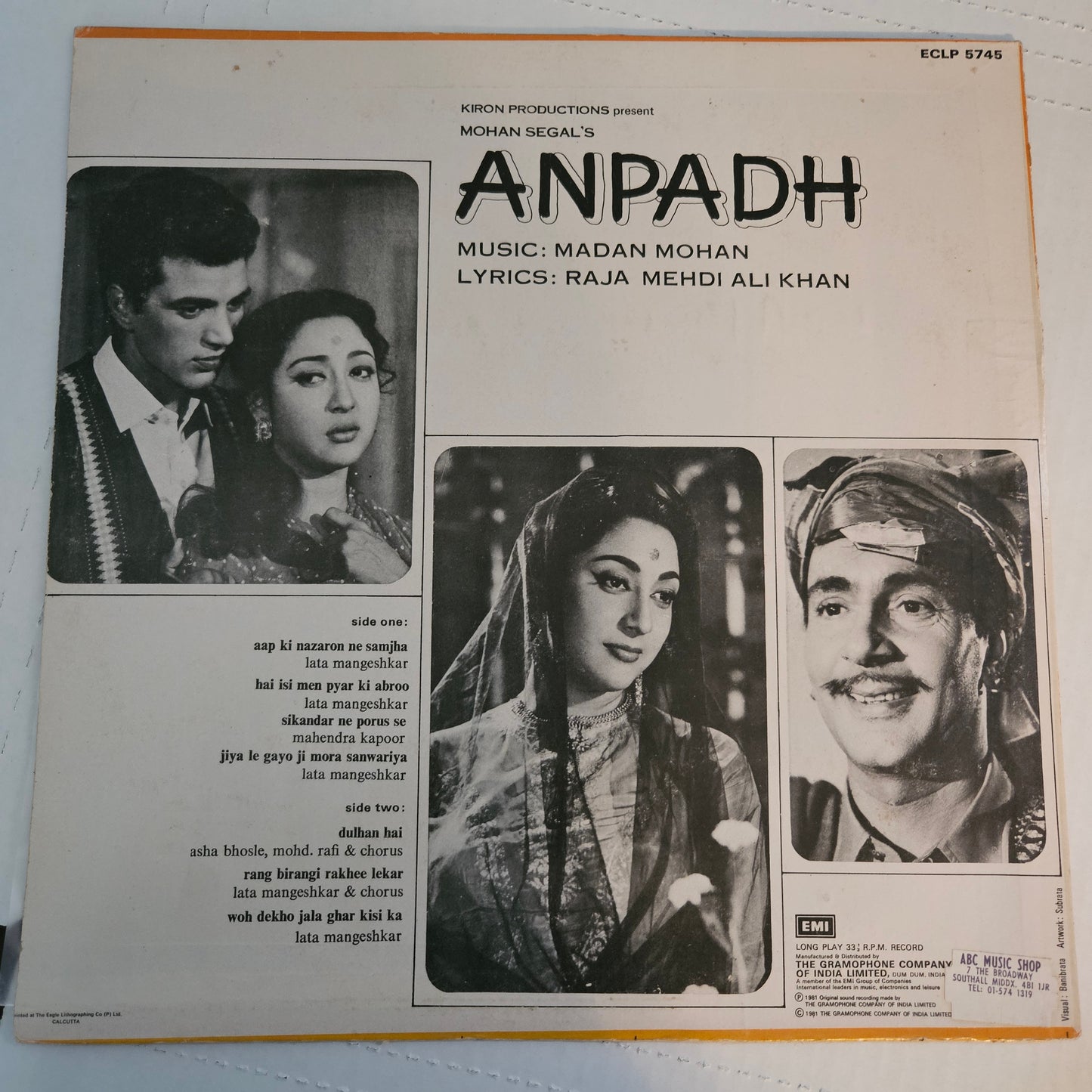 Anpadh - Madan Mohan classic in Near MInt Superhit songs
