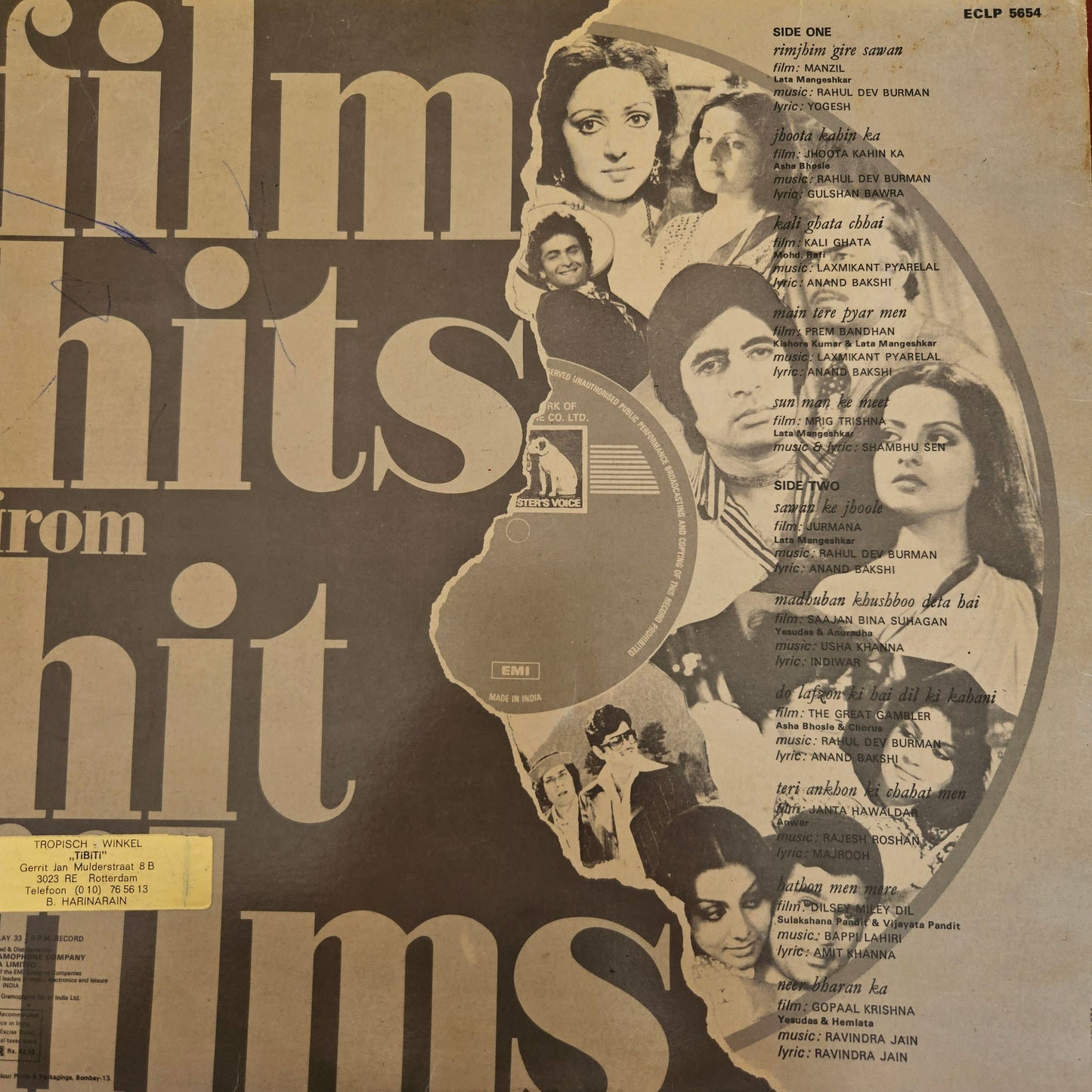 Film Hits from Hit Films - rare collection of songs in near mint condition ECLP5654