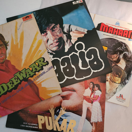 4 Superhit LPs package including rare Deewar Full songs edition, Amitabh and R D Burman and in excellent
