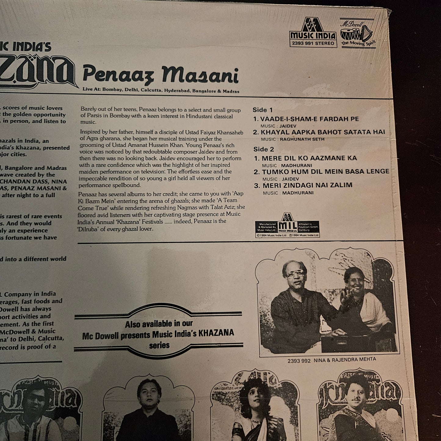 3 Albums Ghazals Collection Peenaz Masani  near mint