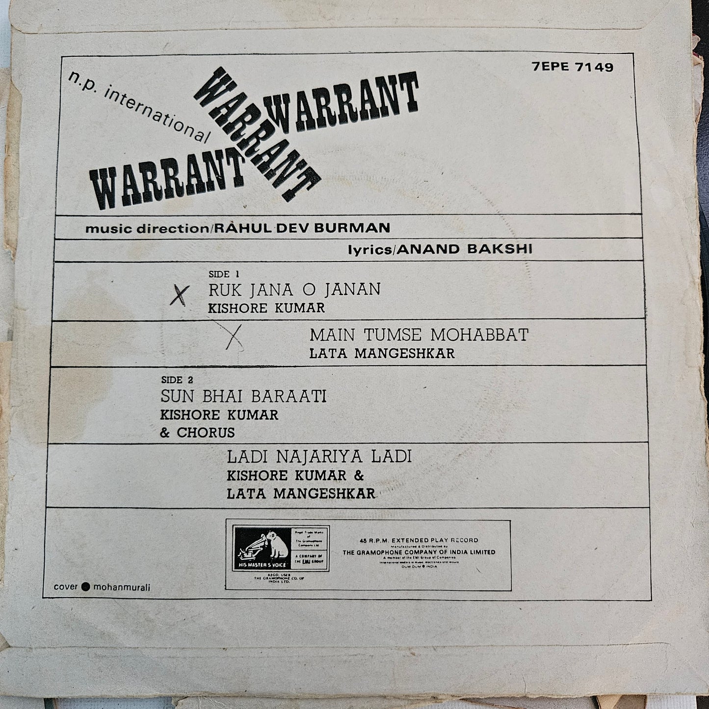 4 R D Burman superhit EPs in VG+ to excellent
