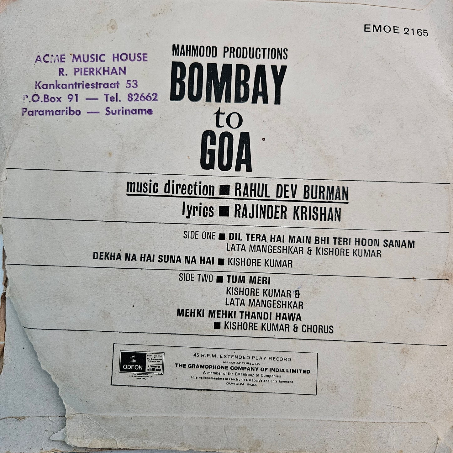 4 R D Burman superhit EPs in VG+ to excellent