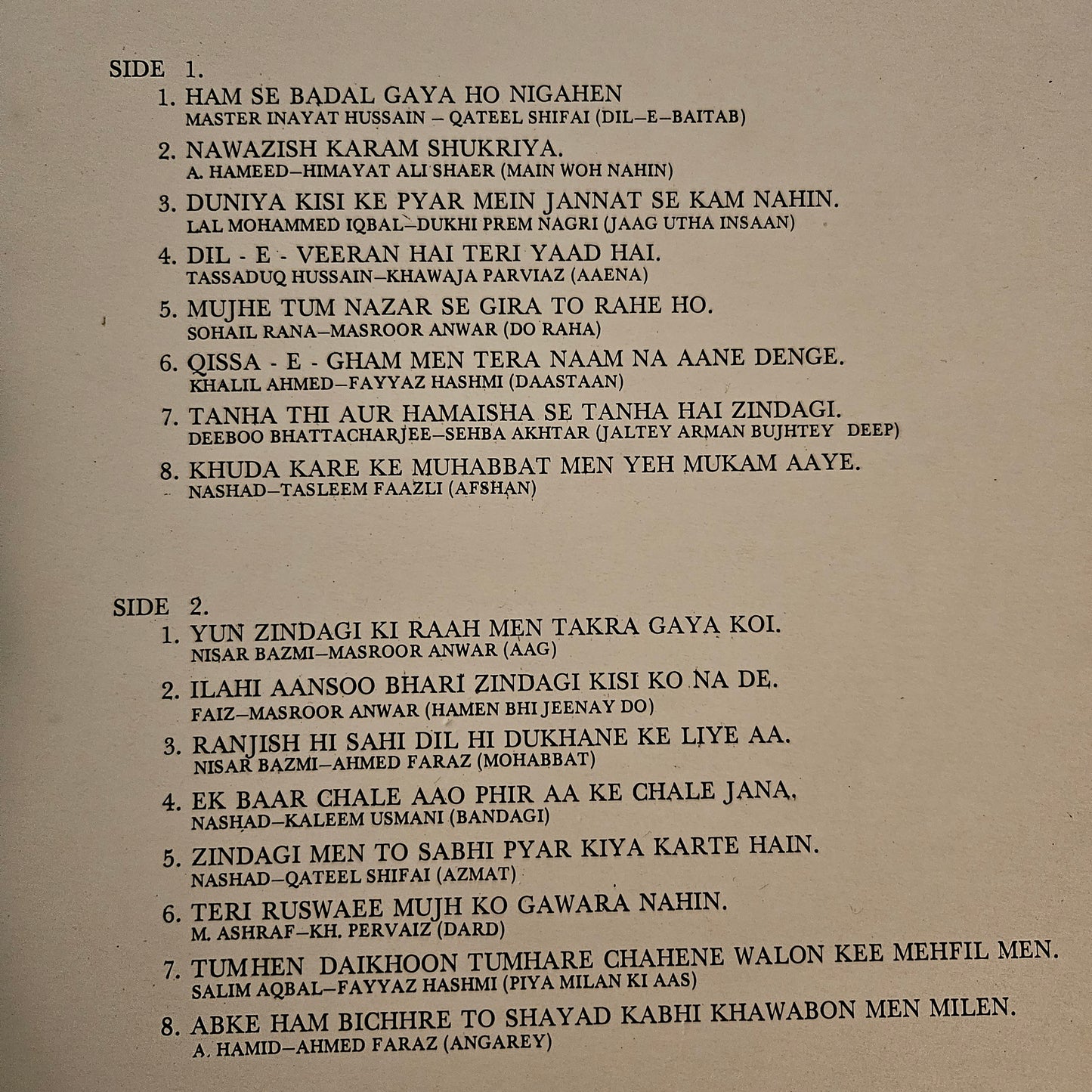 Mehdi Hassan - Ghazals from films Mode in UK in near Mint