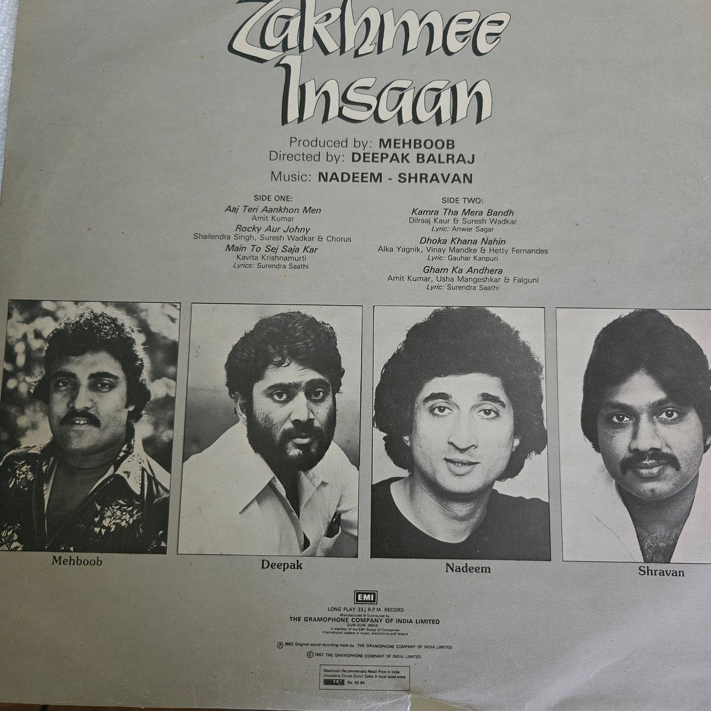 Zakhmee Insaan - Nadeem-Shravan* In near mint