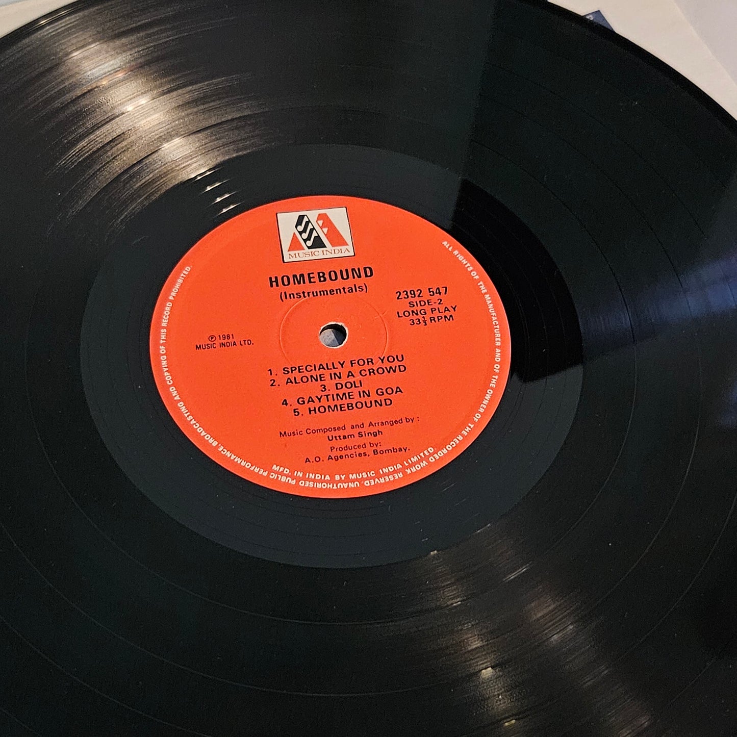 Bhupinder* & Uttam Singh – Homebound Instrumental Rare in excellent