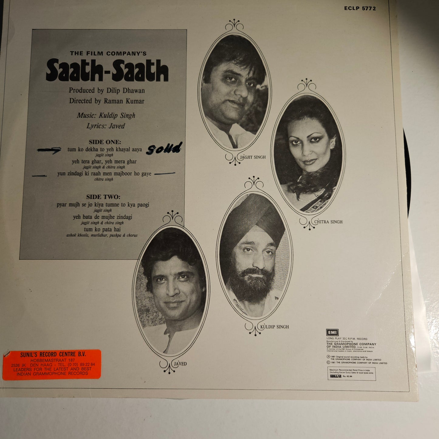 Saath Saath - jagjit Singh Superhit Ghazals record in excellent condition